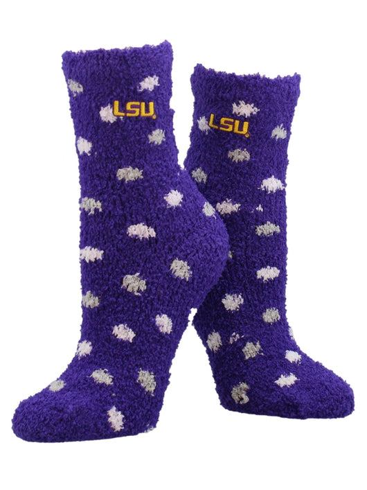 TCK socks LSU Tigers / Medium NCAA College Fuzzy Socks For Women & Men, Warm and Cozy Socks Womens Licensed University Sock
