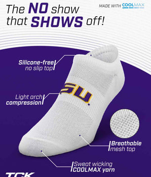 TCK socks LSU Tigers / One Size TCK LSU Tigers No Show Liner Socks (3-Pack)