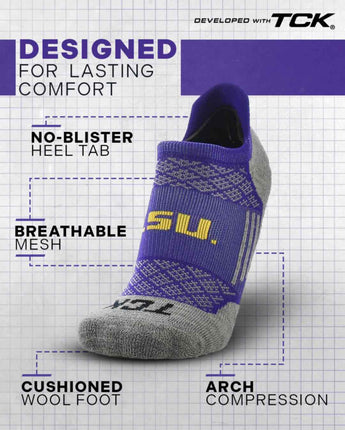 TCK socks LSU Tigers Tour No Show Tab Socks - Made in USA