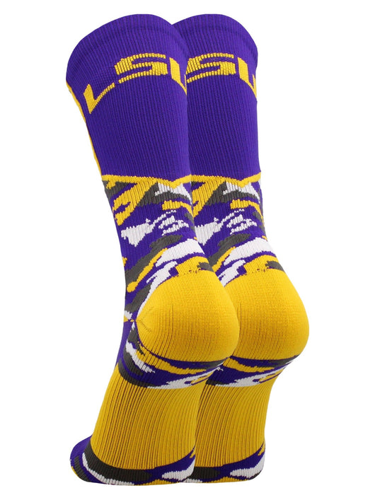 TCK socks LSU Tigers Woodland Camo Crew Socks