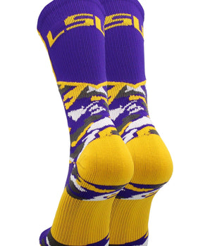 TCK socks LSU Tigers Woodland Camo Crew Socks