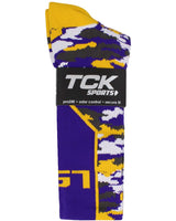 TCK socks LSU Tigers Woodland Camo Crew Socks
