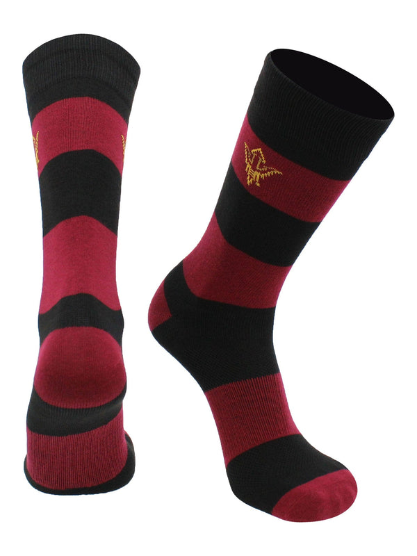 TCK socks Maroon/Black / Large ASU Sun Devils Socks Game Day Striped Crew Socks
