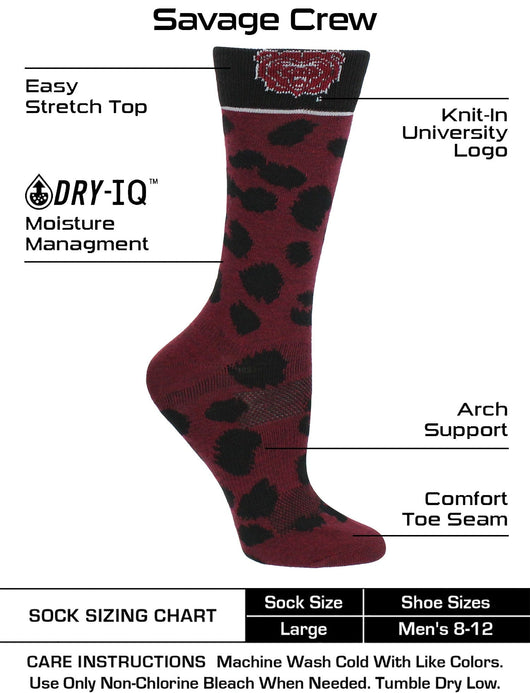 TCK socks Maroon/Black / Medium Missouri State Bears Socks Womens Savage Crew Socks