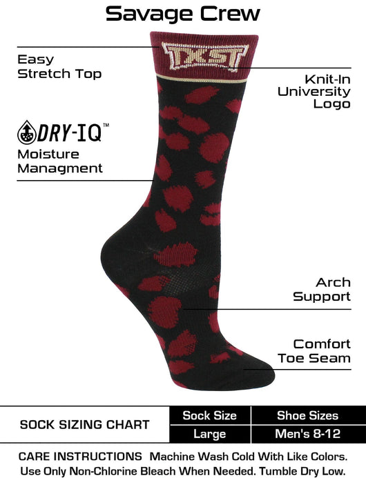 TCK socks Maroon/Black / Medium Texas State Bobcats Socks Womens Savage Crew Socks