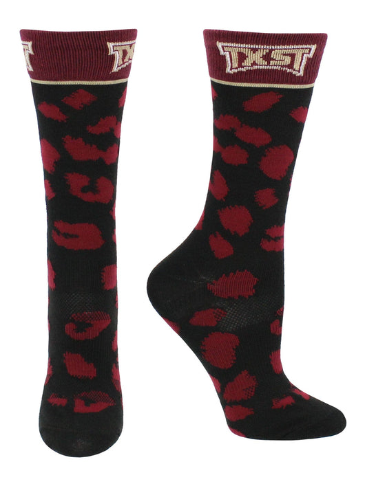 TCK socks Maroon/Black / Medium Texas State Bobcats Socks Womens Savage Crew Socks