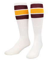 TCK socks Maroon/Gold / Large Retro 3 Stripe OTC Tube Socks