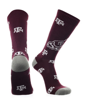 TCK socks Maroon/Grey/White / Medium Texas A&M Aggies Mayhem Crew Socks (Imported)