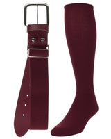 TCK socks Maroon / Medium Baseball/Softball Adult Belt & Socks Combo Set
