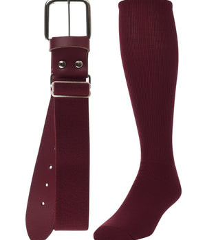 TCK socks Maroon / Medium Baseball/Softball Adult Belt & Socks Combo Set