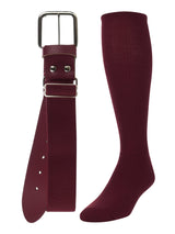 TCK socks Maroon / Medium Baseball/Softball Adult Belt & Socks Combo Set