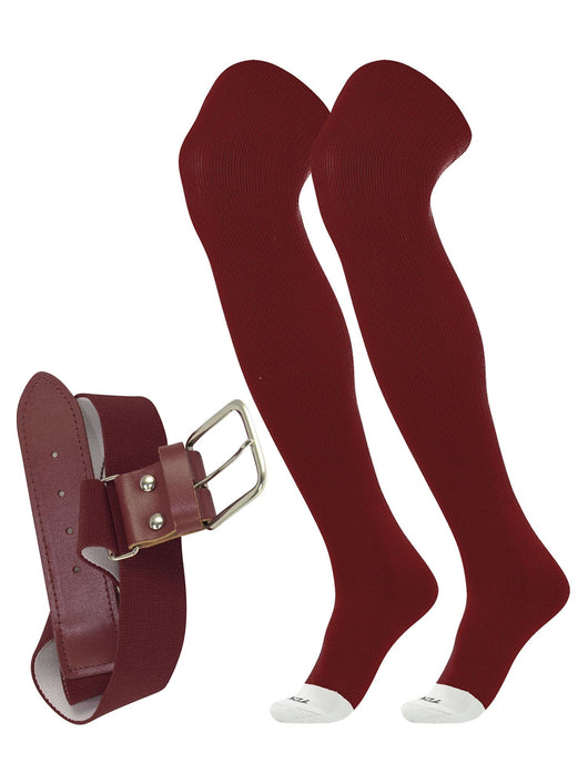 TCK socks Maroon / Small Pro Plus Performance Prosport Over the Knee Socks Belt Combo