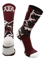 TCK socks Maroon/White/Grey / Large Texas A&M Aggies Woodland Camo Crew Socks