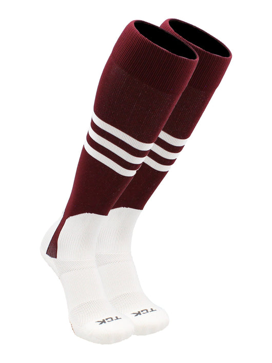 TCK socks Maroon/White / Large TCK Baseball Stirrup Socks with Stripes Pattern B