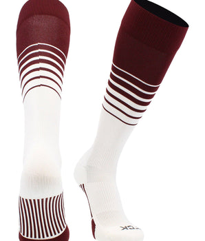 TCK socks Maroon/White / Small TCK Elite Breaker Striped Athletic Socks | Over-the-Calf Soccer & Baseball