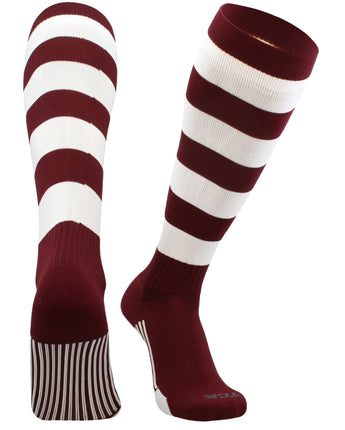 TCK socks Maroon/White / X-Large Hoop Striped Rugby Socks