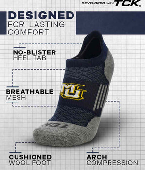 TCK socks Marquette Golden Eagles Tour No Show Tab Socks - Made in USA