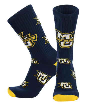 TCK socks Marquette Navy Blue/Gold / Large Marquette Golden Eagles Mayhem Crew Socks (Made in USA)