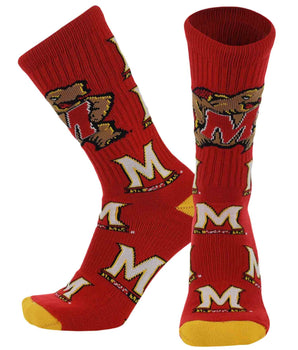TCK socks Maryland Scarlet/Black / Large Maryland Terrapins Mayhem Crew Socks (Made in USA)