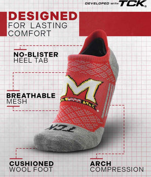 TCK socks Maryland Terrapins Tour No Show Tab Socks - Made in USA