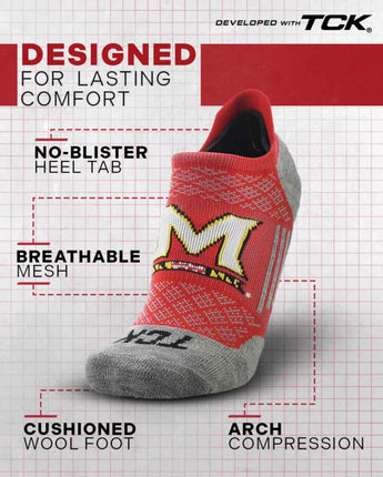 TCK socks Maryland Terrapins Tour No Show Tab Socks - Made in USA