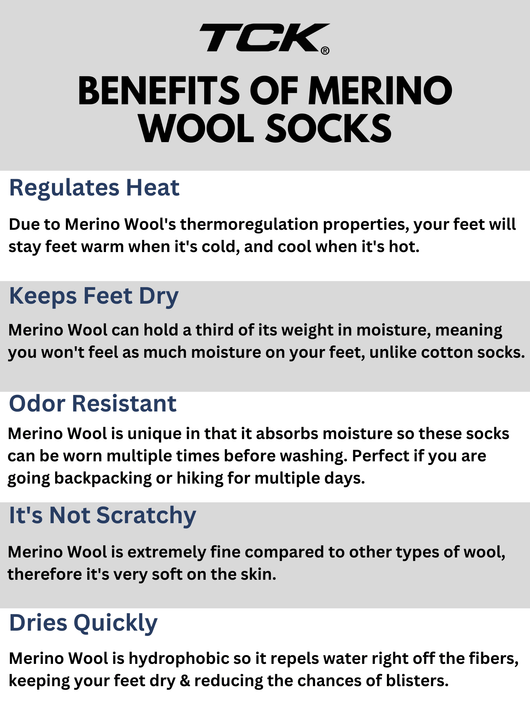 TCK socks Merino Wool Hiking Socks Crew Length