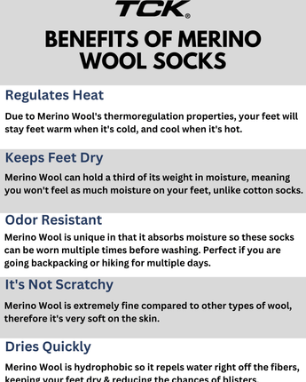 TCK socks Merino Wool Hiking Socks Crew Length