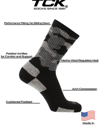TCK socks Merino Wool Hiking Socks Crew Length