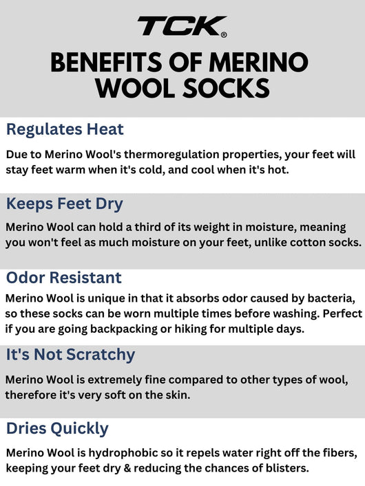 TCK socks Merino Wool Hiking Socks For Men & Women - Striped