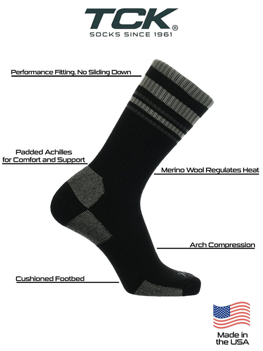 TCK socks Merino Wool Hiking Socks For Men & Women - Striped