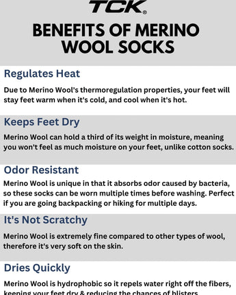 TCK socks Merino Wool Hiking Socks For Men & Women - Striped