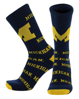 TCK socks Michigan Blue/Maize / Large Michigan Wolverines Mayhem Crew Socks (Made in USA)