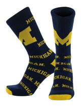 TCK socks Michigan Blue/Maize / Large Michigan Wolverines Mayhem Crew Socks (Made in USA)