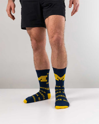 TCK socks Michigan Blue/Maize / Large Michigan Wolverines Mayhem Crew Socks (Made in USA)