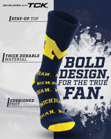TCK socks Michigan Blue/Maize / Large Michigan Wolverines Mayhem Crew Socks (Made in USA)