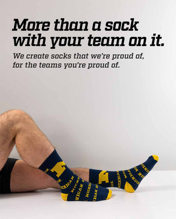 TCK socks Michigan Blue/Maize / Large Michigan Wolverines Mayhem Crew Socks (Made in USA)
