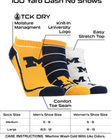 TCK socks Michigan Blue/Maize/White / Medium Michigan Wolverines No Show Socks Full Field 3 Pack