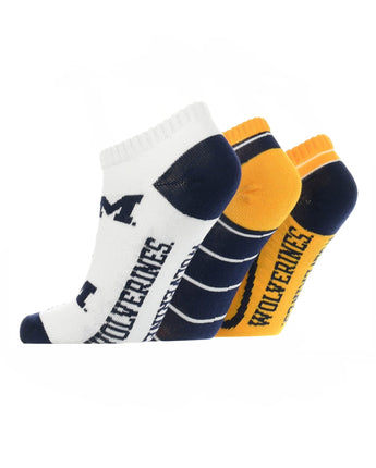 TCK socks Michigan Blue/Maize/White / Medium Michigan Wolverines No Show Socks Full Field 3 Pack