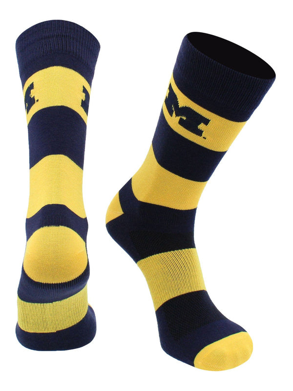 TCK socks Michigan Maize/Blue / Large Michigan Wolverines Socks Game Day Striped Crew Socks