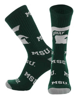 TCK socks Michigan State Green/Grey/White / Large Michigan State Spartans Mayhem Crew Socks (Made in USA)