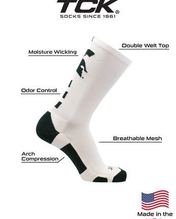 TCK socks Michigan State Spartans Baseline Crew USA Made