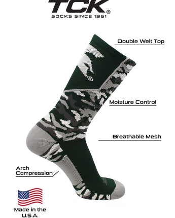 TCK socks Michigan State Spartans Camo Crew Socks