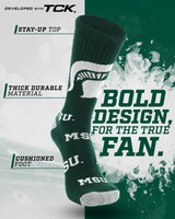 Michigan State Spartans Mayhem Crew Socks (Made in USA)