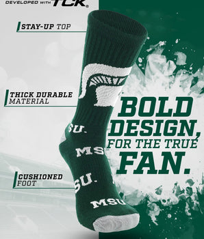 Michigan State Spartans Mayhem Crew Socks (Made in USA)