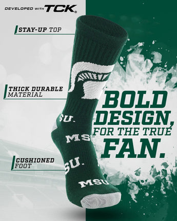 Michigan State Spartans Mayhem Crew Socks (Made in USA)