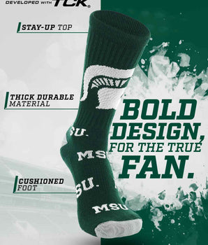 TCK socks Michigan State Spartans Mayhem Crew Socks (Made in USA)