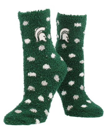 TCK socks Michigan State Spartans / Medium NCAA College Fuzzy Socks For Women & Men, Warm and Cozy Socks Womens Licensed Sock (Michigan State Spartans)