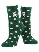 TCK socks Michigan State Spartans / Medium NCAA College Fuzzy Socks For Women & Men, Warm and Cozy Socks Womens Licensed Sock (Michigan State Spartans)