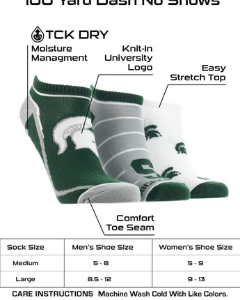 TCK socks Michigan State Spartans No Show Socks Full Field 3 Pack