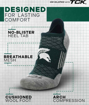 TCK socks Michigan State Spartans Tour No Show Tab Socks - Made in USA